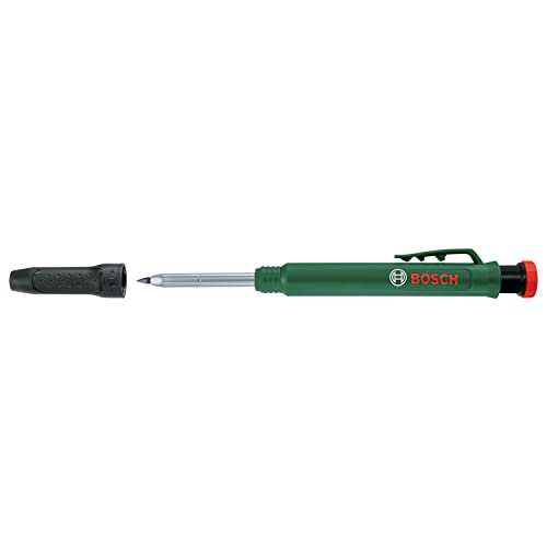 Bosch Home & Garden Deep Hole Marker Pencil (Clever, Deep-Hole Pencil for Marking Stone, Wood, Paper and Multiple Materials; Built-In Sharpener)