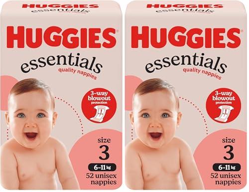Huggies Essentials Nappies Size 3 (6-11kg) 52 Count (Pack of 2)