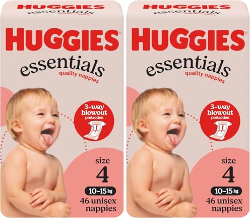 Huggies Essentials Nappies Size 4 (10-15kg) 46 Count (Pack of 2)