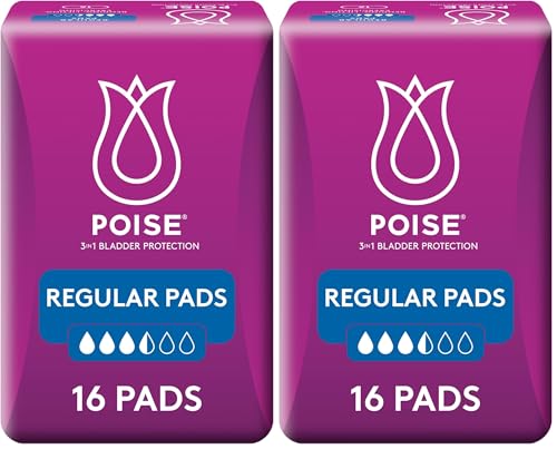 Poise Pads For Bladder Leaks Regular 16 Count (Pack of 2)