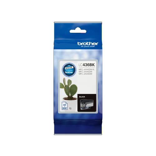Brother Genuine LC436BK Ink Cartridge, Black, Page Yield Up to 3000 Pages, (LC-436BK) for Use with: MFC-J4440DW, MFC-J4540DW, MFC-J4340DW XL, Standard Capacity