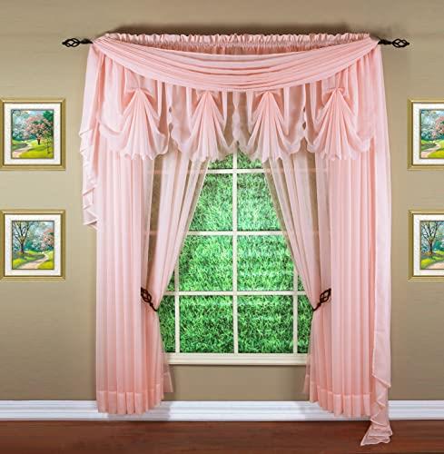 Today's Curtain Emelia Original Voile Panel 95", Rose, 60" W x 95" L