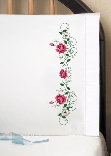 Tobin Stamped Pillowcase Pair for Embroidery, T232153, 20" x 30"