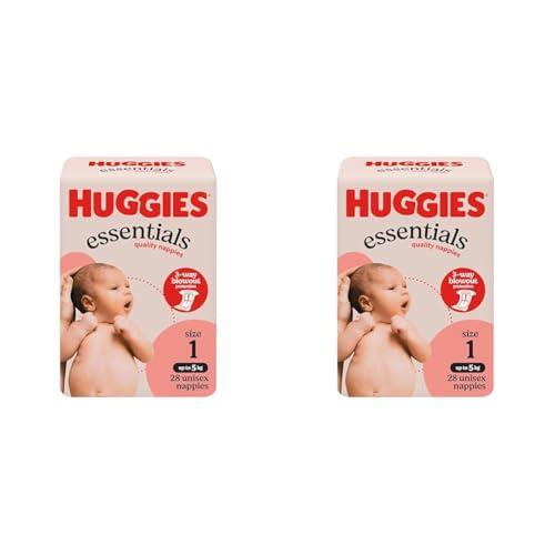Huggies Essentials Nappies Size 1 (up to 5kg) 28 Count (Pack of 2)