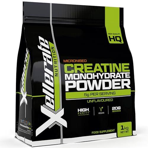 Creatine Monohydrate Powder Micronised | 1kg Equivalent to 200 Servings or 7 Month Supply | Finest Grade, Pure and Unflavoured Sports Vegetarian and Vegan Powder | Made in The UK by Nu U Nutrition