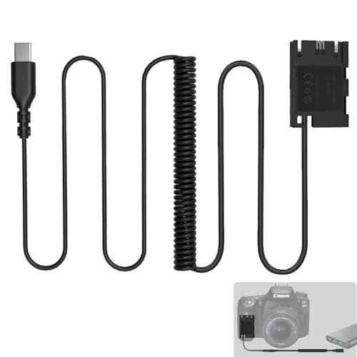 F1TP ACK-E6 USB-C Power Adapter DR-E6 DC Coupler Kit Replacement LP-E6 Battery for Canon EOS 80D, 70D, 60D, EOS R, R5-C, 5D Mark II III IV, 6D Mark II Camera.