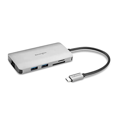 Kensington UH1400P USB-C 8-in-1 Driverless Mobile Laptop Dock, Universal, 8 Ports, up to 85W Power Pass-Through, Ultra HD (Single 4K @ 60Hz) High Res, Plug & Play, with Cable (K33820WW),Black