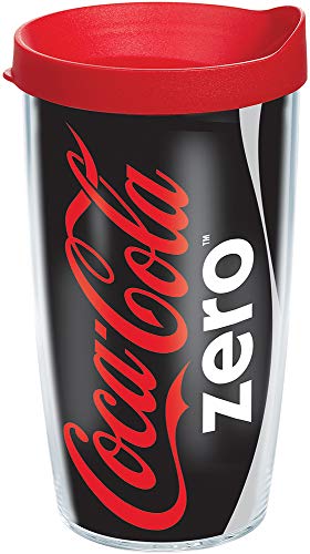 Tervis Coca-Cola - Coke Zero Can Made in USA Double Walled Insulated Tumbler Travel Cup Keeps Drinks Cold & Hot, 16oz, Red Lid