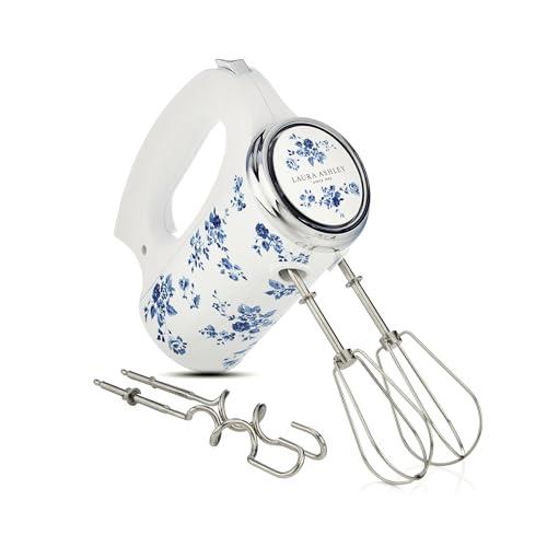 Laura Ashley China Rose 300W Kitchen Hand Mixer Electric Whisk for Baking with 5 Variable Speeds. Easy to Clean Hand Held Cake Mixer with Beaters