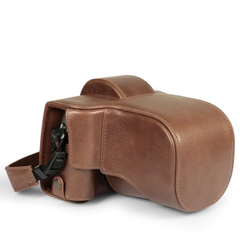 MegaGear Genuine Leather Camera Case for Fujifilm X-T50 (16-50mm & 18-55mm)- Stylish and Protective - Brown