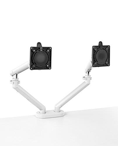 Herman Miller MM_DYN013/010AS18 Flow Monitor Arm, Top Mount Clamp (for Top Plate Thickness: 0.5-1.0 inches (12-25 mm), White, Dual