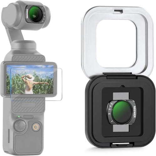 NEEWER Variable ND Filter Compatible with DJI Osmo Pocket 3 & Creator Combo Accessories, Magnetic Multicoated ND2-32 Neutral Density Action Camera Lens Filter with Screen Protector & Case