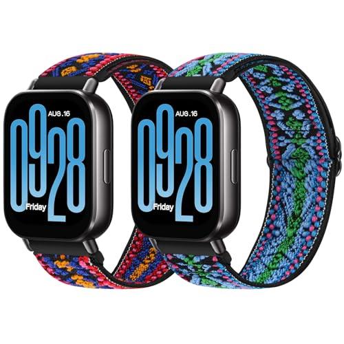 WolliLe Elastic 22mm Watch Straps Compatible with Redmi Watch 5 Lite/Redmi Watch 5 Active/Xiaomi Watch S3/Garmin Venu 3/Venu 2/Vivoactive 4/Amazfit Bip 5/GTR 4, Soft Nylon Adjustable Replacement Bands