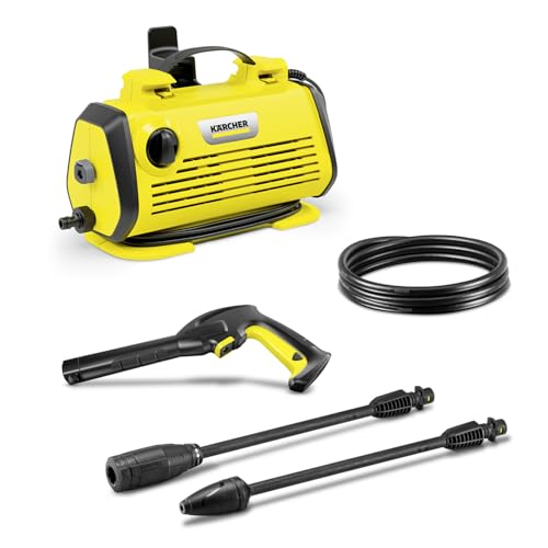 Kärcher K 3 Horizontal Pressure Washer, Pressure: max. 120 bar, Flow Rate: 380 l/h, Surface Power: 25 m²/h, Water Filter, Weight: 3.7 kg, high-Pressure Hose and Gun, Lance: