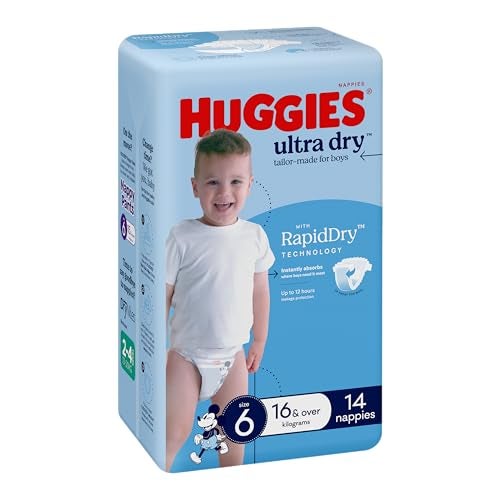 Huggies Ultra Dry Nappies Boys Size 6 (16kg+) 14 Count (Pack of 8)