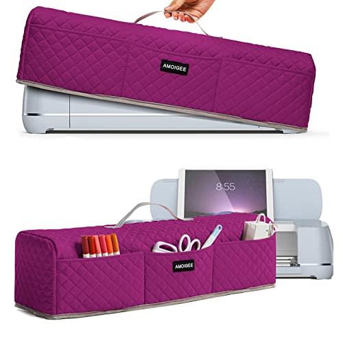 AMOIGEE Padded Dust Cover and Pad Compatible with Cricut Maker, Maker 3, Explore Air 2, 3 Machine, Pockets for Accessories（Boysenberry） Purple