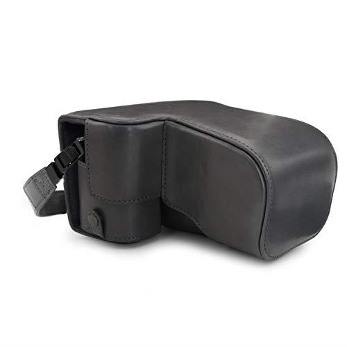 MegaGear Sony Alpha A6400 MegaGear MG1663 Ever Ready Leather Camera Case Compatible with Sony Alpha A6100, A6400 (18-135mm) - Gray Camera Case, Gray (MG1663)