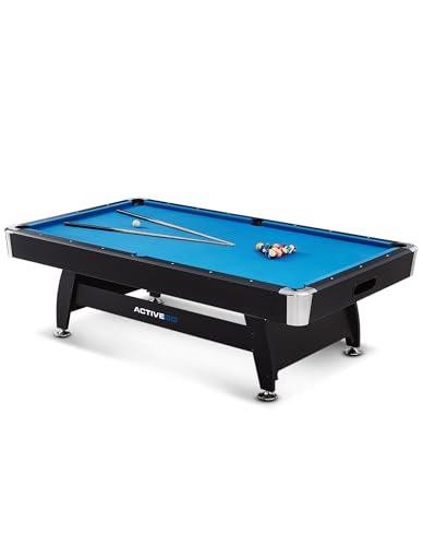 ActiveGo BreakShot 7ft High Speed Blue Velvet Cloth Pool Table with Ball Return, Solid Wood Legs and Accessories Included