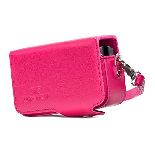 MegaGear MG1513 Canon PowerShot SX740 HS, SX730 HS Leather Camera Case with Strap - Hot Pink