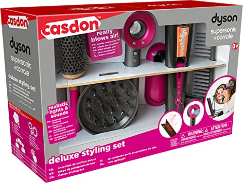 Casdon Dyson Supersonic & Corrale Deluxe Toy Hair Dryer and Straightener Styling Set, Grey (73550)