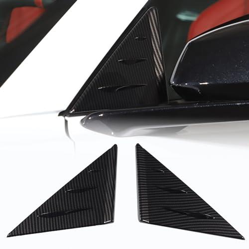 Front Window Triangle Cover Compatible with Chevrolet Corvette C8 Stingray Sports 2020 2021 2022, ABS Rearview Mirror Side Spoiler Trim Cover Stickers, c8 Accessories (Carbon Fiber Pattern)
