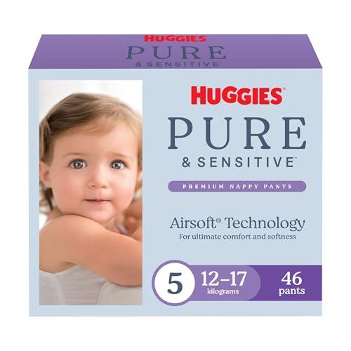 Huggies Pure & Sensitive Nappy Pants Size 5 (12-17 kg) 46 Count - Packaging May Vary