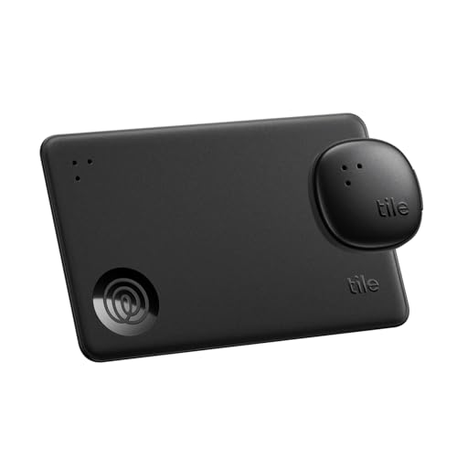 Tile by Life360 Slim 1-Pack + Sticker 1-Pack (2024) - Bluetooth Trackers and Item Finders for Keys, Wallets & More. Both iOS and Android Compatible. Phone Finder Bundle (Black)