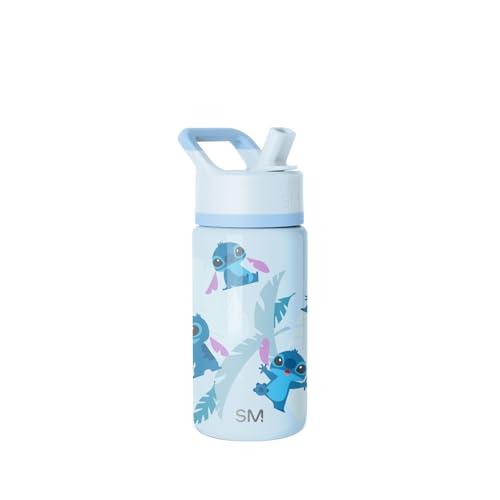 Simple Modern Disney Stitch Water Bottle with Straw Lid | Reusable Insulated Stainless Steel Cup for School | Summit Collection | 14oz, Tropical Stitch