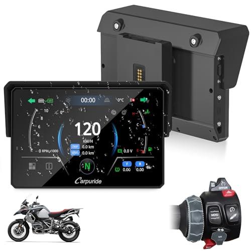 CARPURIDE W702BS PRO for BMW Motorcycle CarPlay & Android Auto Dual Bluetooth, 7" Waterproof GPS Navigation Screen, Data Reading, Native Wonder, TPMS, Light Sensor, Music Sharing, Intercom, 16-Pin