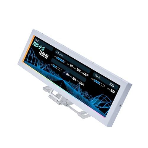 Lian Li 8.8" Universal Screen for PC - Adjustable Mounting for Any Computer Setup - Customizable ARGB Frame - PC Temperature Display Panel - LCD Screen Disply - Mini Monitor - SM088W (US88 v1 White)