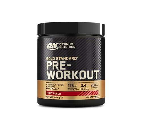 Optimum Nutrition Gold Standard Pre Workout Energy Drink Powder with Creatine Monohydrate, Beta Alanine, Caffeine and Vitamin B Complex, Fruit Punch, 30 Servings, 330 g