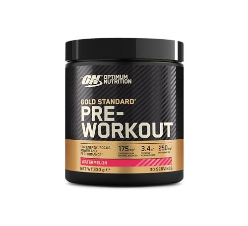 Optimum Nutrition Gold Standard Pre Workout Energy Drink Powder with Creatine Monohydrate, Beta Alanine, Caffeine and Vitamin B Complex, Watermelon, 30 Servings, 330 g