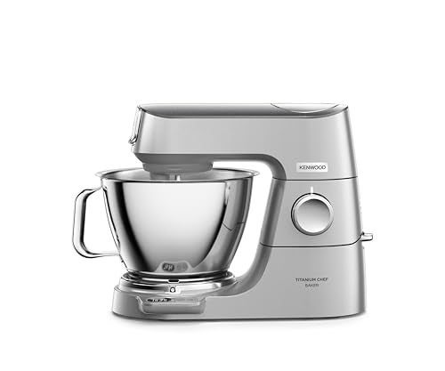 Kenwood Titanium Chef Baker - Stand Mixer, Kitchen Machine with Built-In Scales, 5L + 3.5L Stainless Steel Bowls, Planetary Mixing, Dough Hook, Whisk and Creaming Beater, 1200W, Silver (KVC85.004SI)