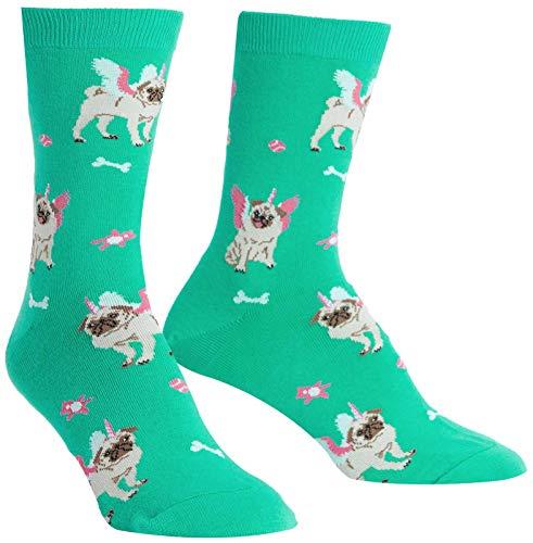 Sock It To Me Pugasus Women's Crew Socks, Green