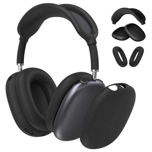 Fintie Silicone Case Cover for AirPods Max Headphones - Anti-Scratch Ear Cups and Headband Cover, Accessories Skin Protector (Black)
