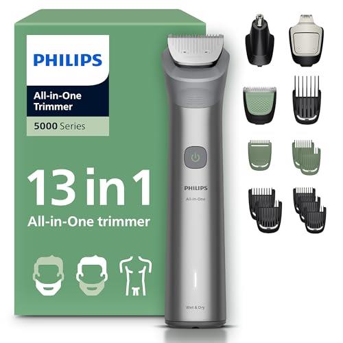 Philips Multigroom 5000 Series All-in-One 13-Piece Trimmer - Shaver and Clipper for Face, Head & Body, Self-sharpening Full Metal Blades, 7 Length Settings (0.5-16 mm), Model MG5942/15