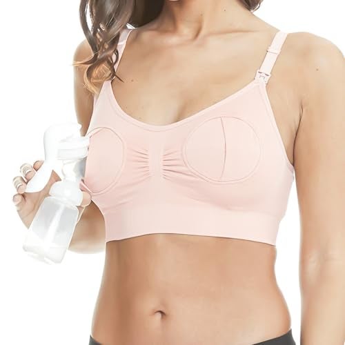 Gaming Chair Nursing Bra for Breastfeeding, Adjustable Wireless Maternity Bra with Extra Extenders, Hands Free Pumping Bra Spectra for Breast Pumps（Pink）