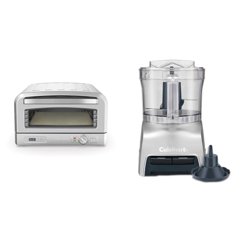 Cuisinart Indoor Pizza Oven 30cm 1875W & Pixie Chopper Mini Food Processor 0.7L Bundle, 380°C Temperature Control, Ceramic Stone, Auto-Reversing Smart Power Blade