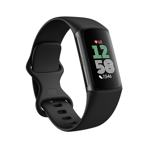Fitbit Charge 6 Advanced Health and Fitness Tracker with Google Apps, Built-in GPS, Stress Management Tools and Heart Health Insights - Obsidian/Black Aluminium