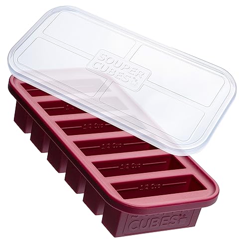Souper Cubes 1/2 Cup Silicone Freezer Molds, Perfect for Storing Broth, Sauces, Juices, Desserts, Smoothie Prep and More, Freezer Portion Molds for Meal Prepping - Cranberry - 1-Pack