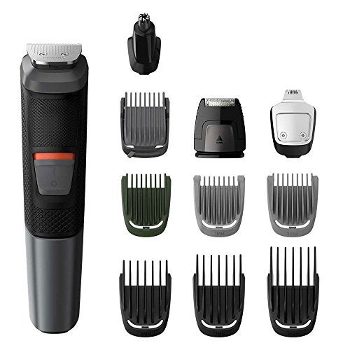 Philips Multigroom Series 5000 11-in-1 Face, Hair & Body Waterproof Trimmer/Clipper with DualCut Technology & 80 Min Runtime, Black/Silver, MG5730/15