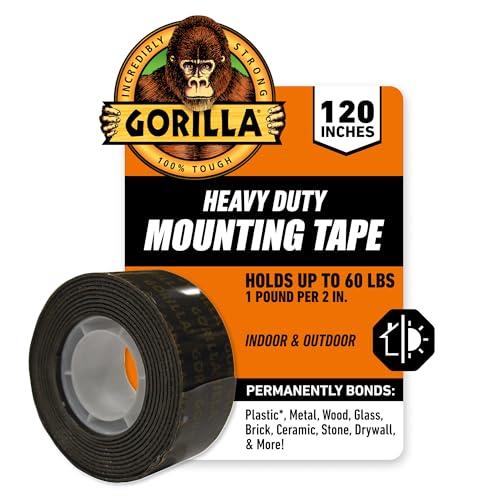 Gorilla Heavy Duty, Extra Long Double Sided Mounting Tape, 1" x 120", Black, (Pack of 1)