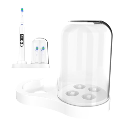 Electric Toothbrush Holder Compatible with Oral B IO3/4/5/6 EB Round Head Series Brush Heads, Plastic Organizer Stand with Dust-Proof Mouthwash Cup