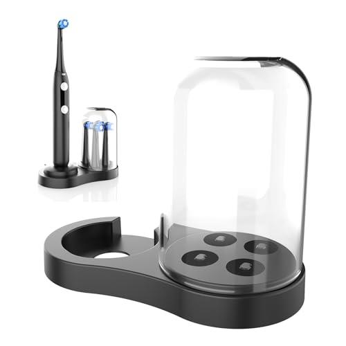 Electric Toothbrush Holder Compatible with Oral B IO3/4/5/6 EB Round Head Series Brush Heads, Plastic Organizer Stand with Dust-Proof Mouthwash Cup