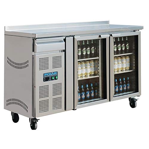 Polar U-Series Stainless Steel 2 Door Premium Bar Fridge, 366 Liter Capacity, Silver