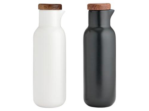 Ladelle Essentials Oil and Vinegar Set, White/Charcoal