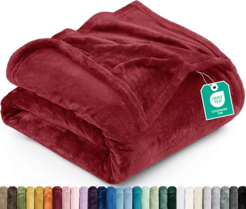Utopia Bedding Fleece Blanket Twin Size Burgundy 300GSM Luxury Anti-Static Fuzzy Soft Microfiber Bed Blanket (60x80 Inch)