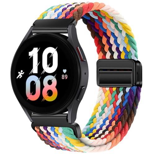 Nylon Strap 20mm Compatible with Huawei Watch GT2 GT3 42mm, Samsung Galaxy Watch 7/6/5/4 40mm 44mm 45mm 45mm, Garmins Vivoactive 5, Amazfits GTS 4, Braided Stretchy Magnetic Watch Band