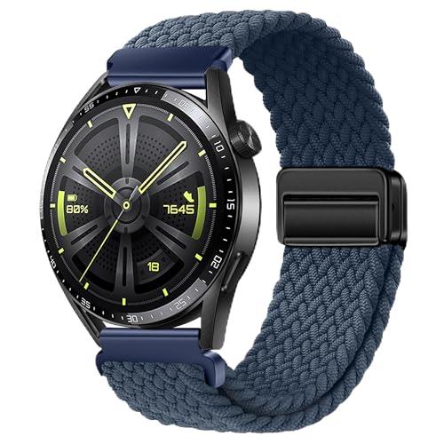 Nylon Strap 20mm Compatible with Huawei Watch GT2 GT3 42mm, Samsung Galaxy Watch 7/6/5/4 40mm 44mm 45mm 45mm, Garmins Vivoactive 5, Amazfits GTS 4, Braided Stretchy Magnetic Watch Band