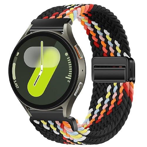 Nylon Strap 20mm Compatible with Huawei Watch GT2 GT3 42mm, Samsung Galaxy Watch 7/6/5/4 40mm 44mm 45mm 45mm, Garmins Vivoactive 5, Amazfits GTS 4, Braided Stretchy Magnetic Watch Band